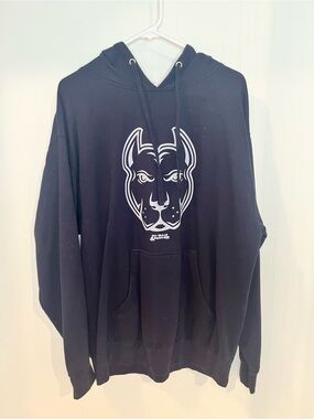 Men's Black Graphic Hoodie with Dog Motif